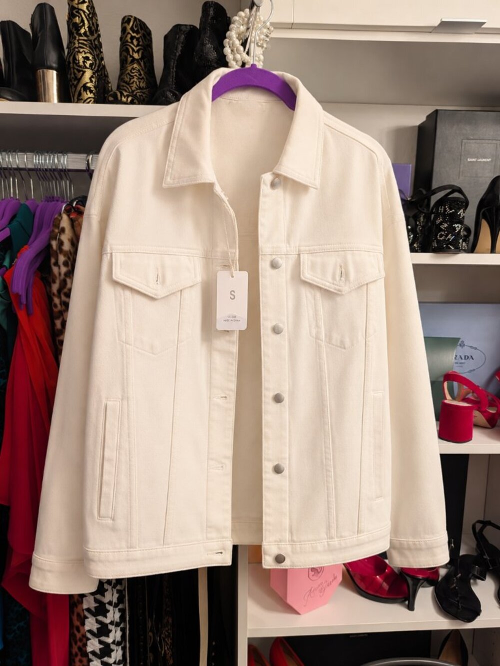 Puwei White Denim Jacket New with Tags